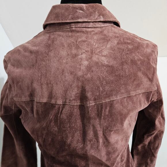 For Joseph Snap Front 100% Leather Western Cowgirl Mauve Shacket Size Large - Picture 8 of 12